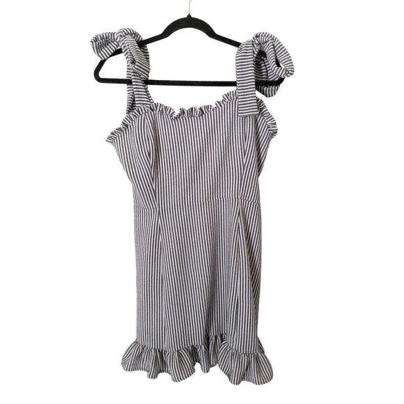 Koch Dresses & Skirts - Koch Stella Mini Dress Ruffle Hem Striped Tie Straps M 8-10